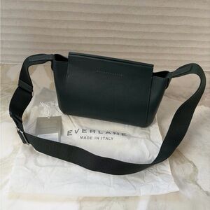 Everlane Mini Form Leather Bag with Adjustable Strap in Dark Green